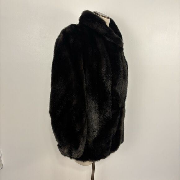 VTG 50s Hillmoor New York Faux Mink Fur Coat Black Brown Mid Century USA Made - Picture 13 of 13